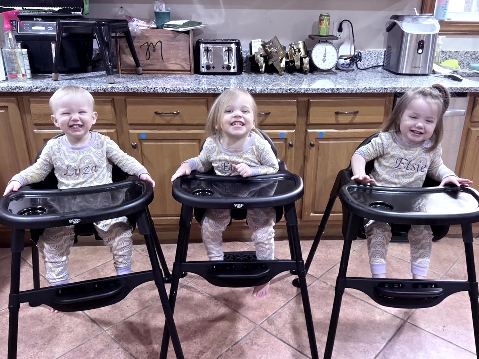Cosco Kids Canteen High Chair Lightweight Portable Baby Feeding Chair with Adjustable Tray, Easy to Clean, Kitchen or Dining Use, Toddlers Up to 33 lbs, Mono Grey customer photo 1