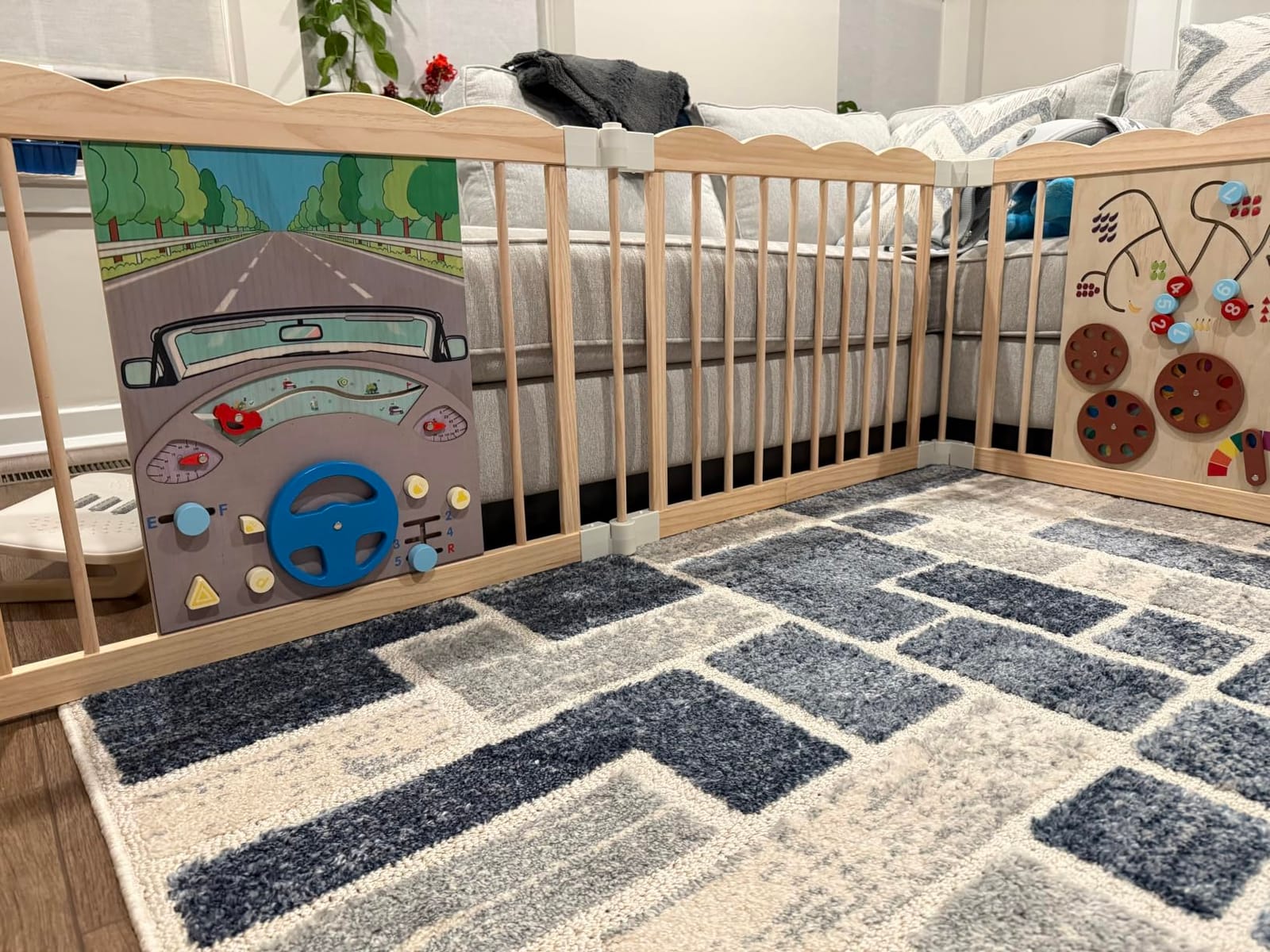 Wooden Baby Playpen 69x103 Inch Foldable Toddler Fence with Safety Lock customer photo 1