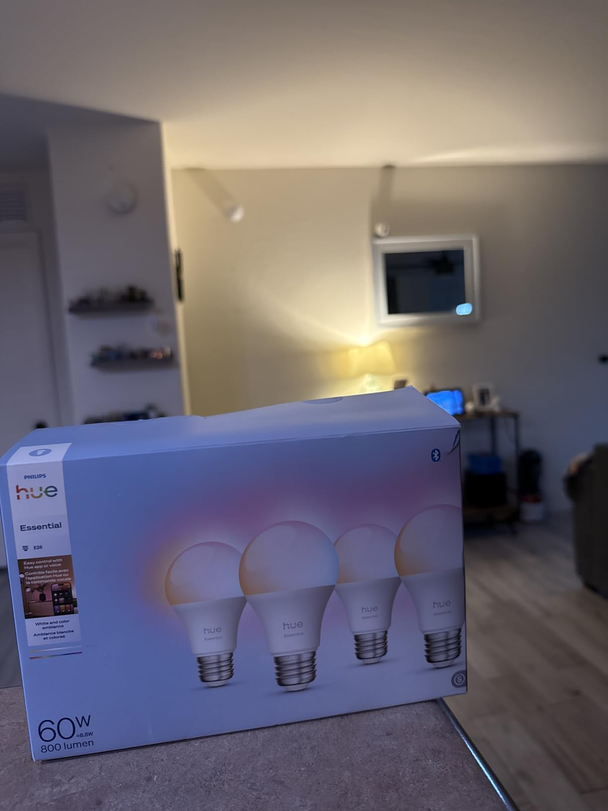 Philips Hue Essential Smart LED A19 Bulb, White and Color Ambiance, E26 Base, 8.8W, 2200K-6500K, 800 Lumens, Dimmable, Works with Alexa, Google, and Apple Home, 1-Pack customer photo 2